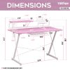 Techni Sport TS-200 Carbon Computer Gaming Desk with Shelving, Pink