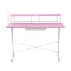 Techni Sport TS-200 Carbon Computer Gaming Desk with Shelving, Pink