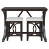 TOPMAX Farmhouse 3-Piece Counter Height Dining Table Set with USB Port and Upholstered Stools,Espresso